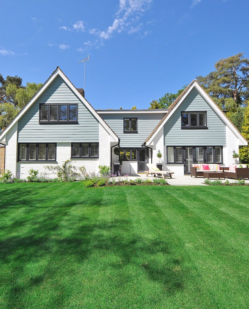 House with a new green sod lawn